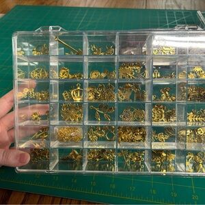 Faux Gold Bracelet Charms Collection - Organizer Included